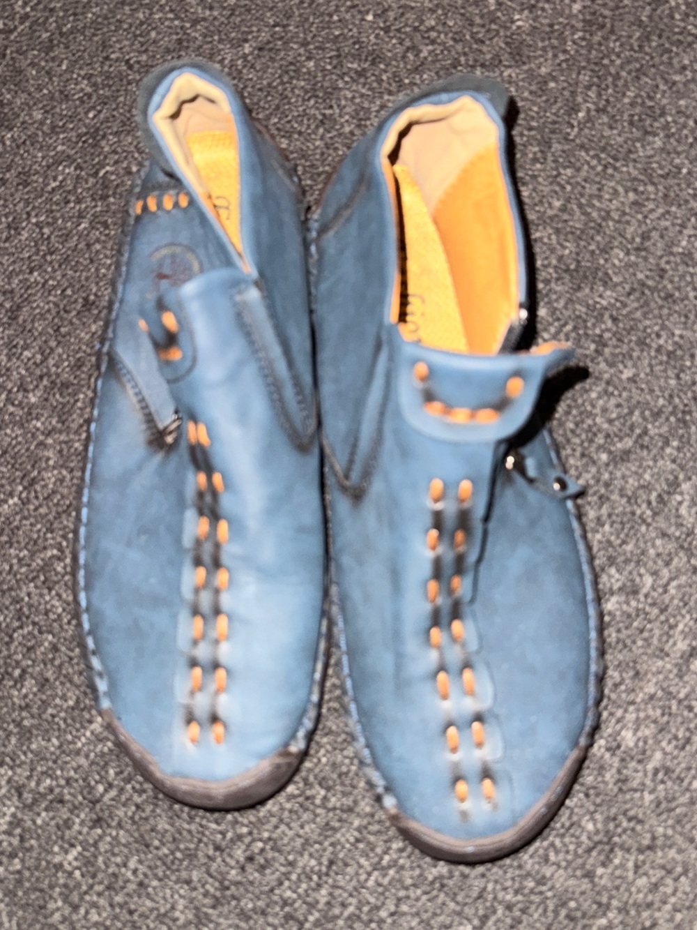 Men's Blue moccasins with Contrast Stitching